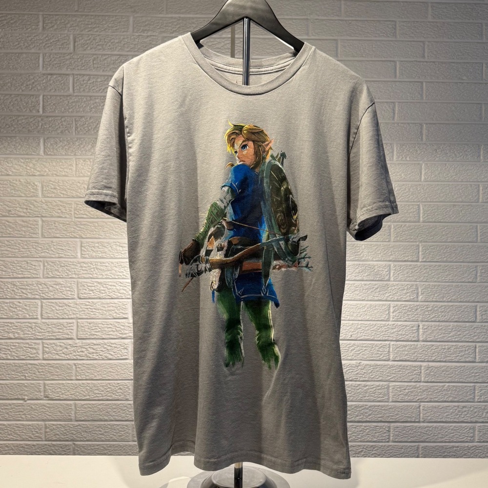 Legend of Zelda Breath of the Wild Link T Shirt Nintendo Gray L